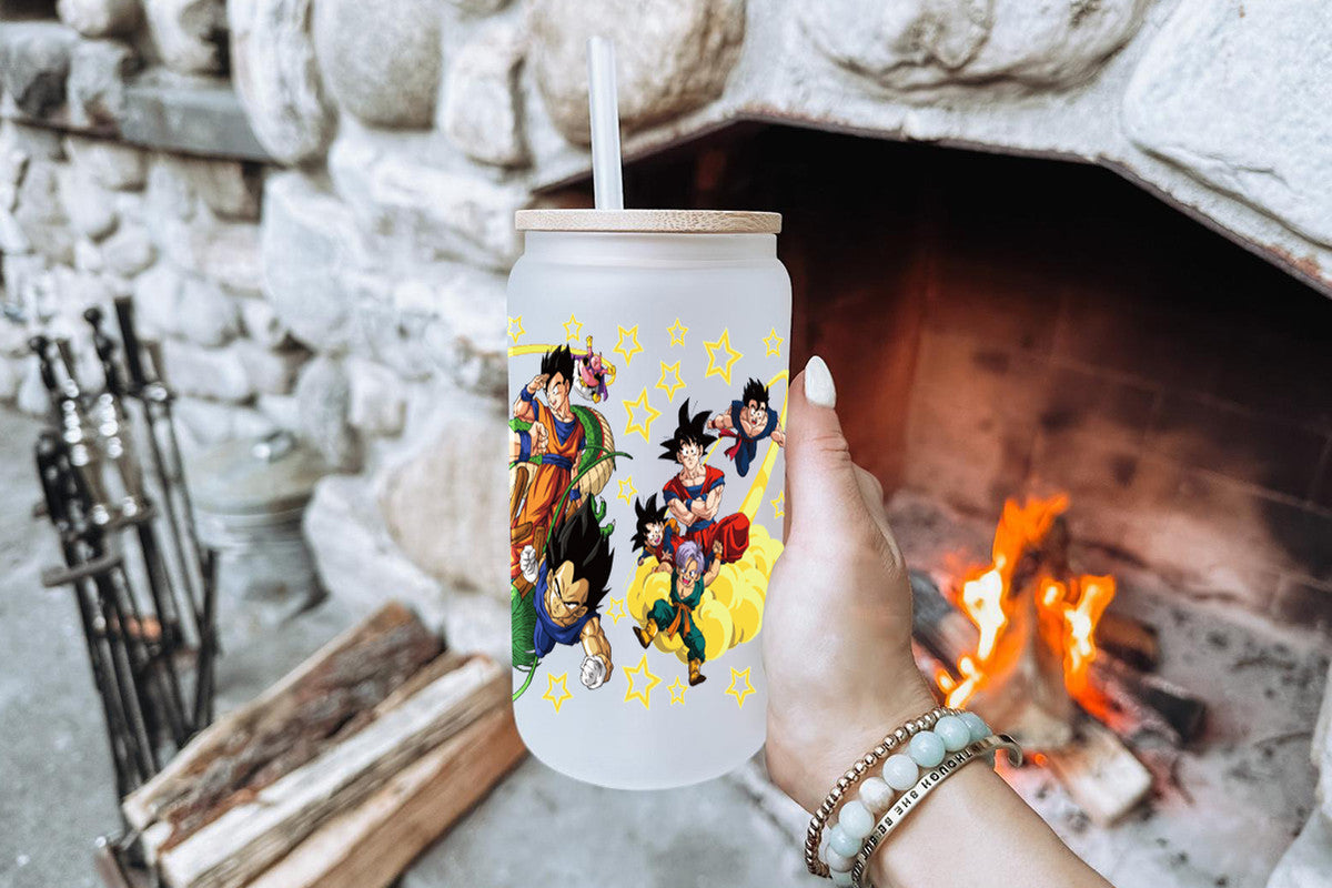 Dragon Ball Tumbler Glass Cup With Lid And Straw