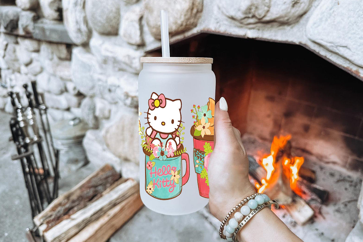 Hello Kitty 16oz Tumbler Cup With Bamboo Lid And Straw, 