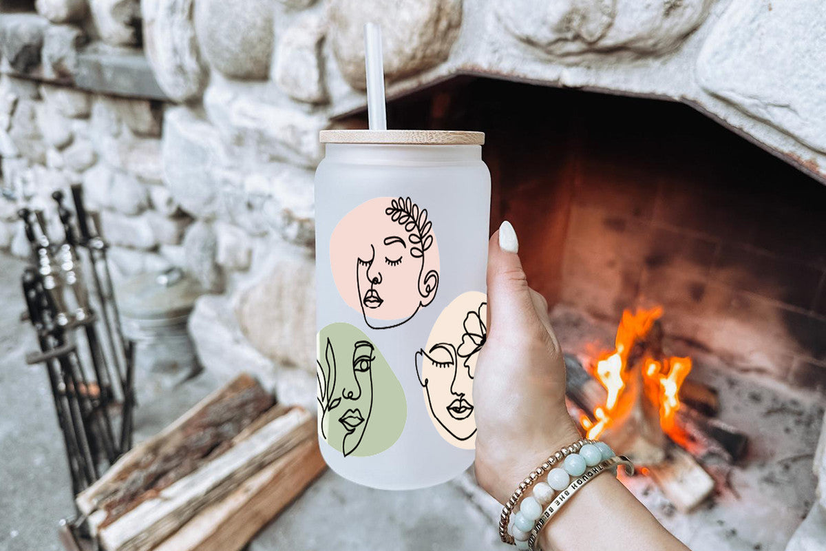 Picasso Style Faces 16oz Tumbler Cup With Bamboo Lid And Straw, 