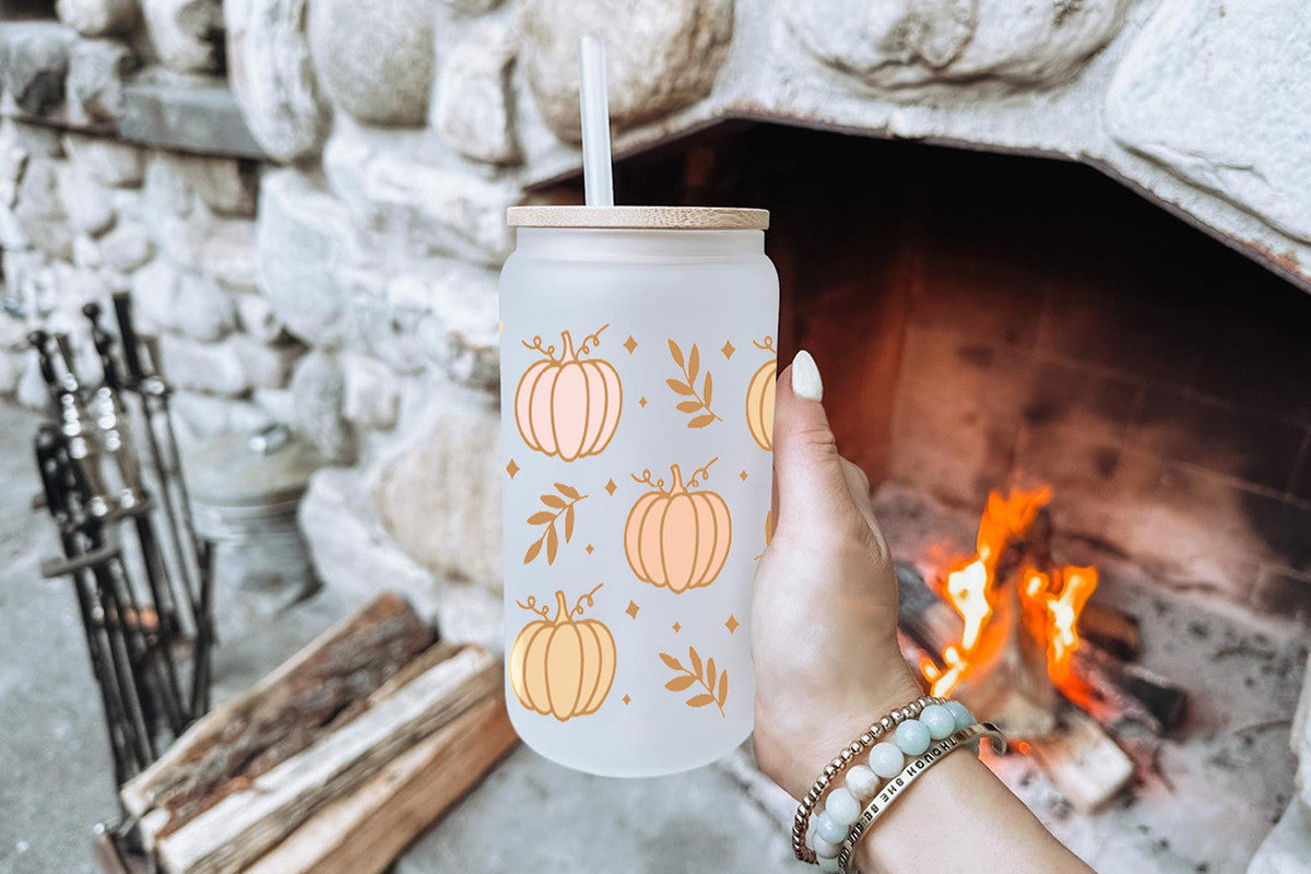 Pumpkin 16oz Tumbler Cup With Bamboo Lid And Straw, 