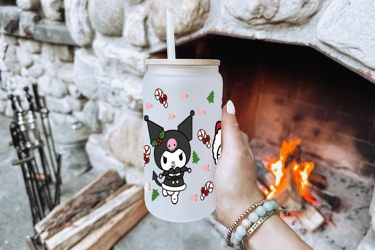 Sanrio Tumbler Glass Cup With Lid And Straw