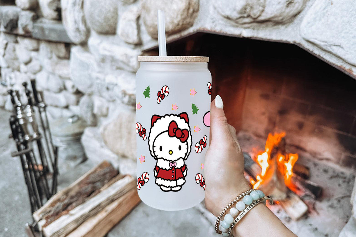 Sanrio Tumbler Glass Cup With Lid And Straw