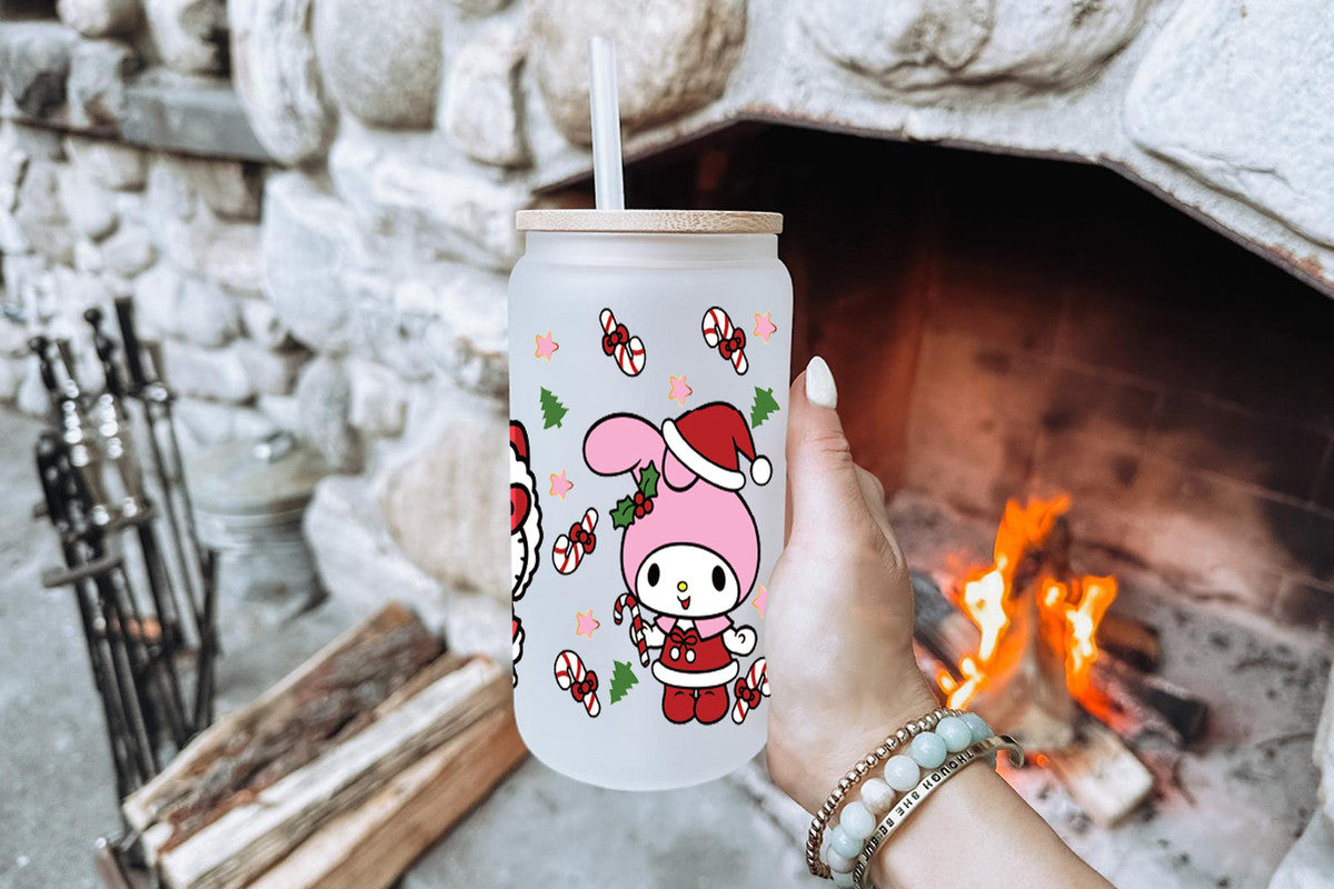 Sanrio Tumbler Glass Cup With Lid And Straw