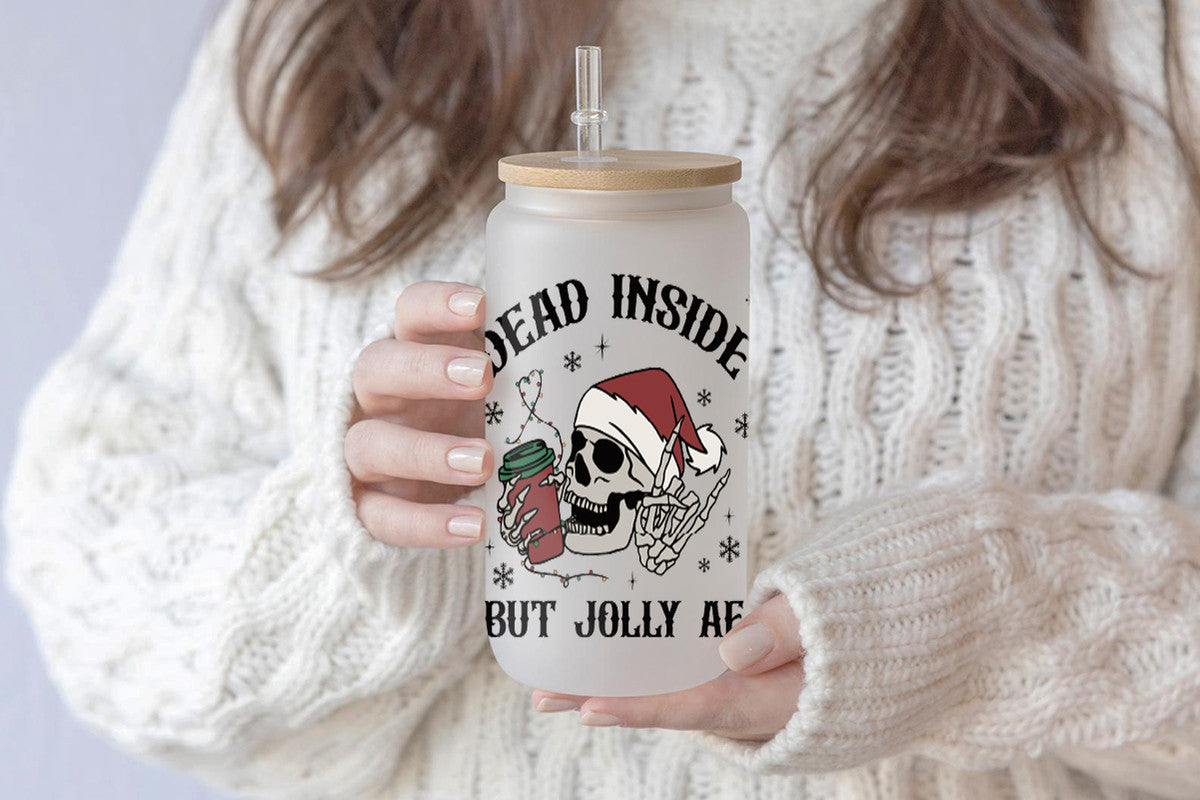 Dead Inside 16oz Tumbler Cup With Bamboo Lid And Straw, 