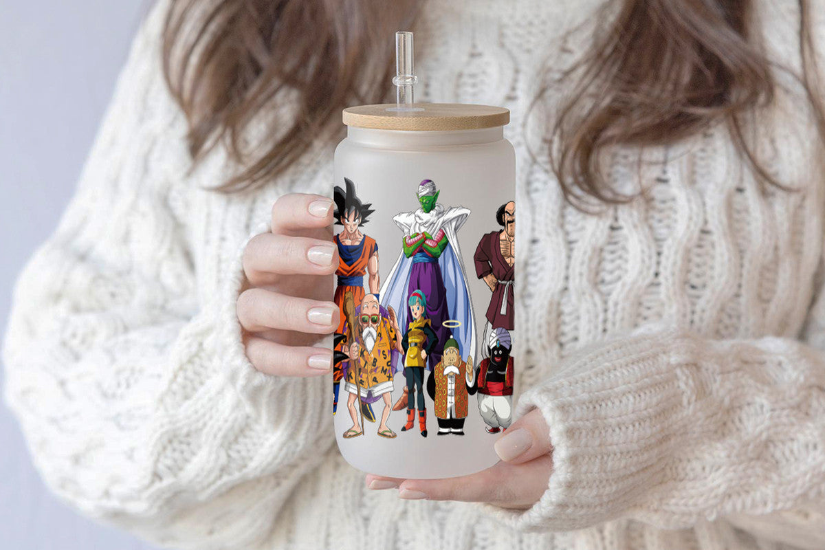 Dragon Ball Tumbler Glass Cup With Lid And Straw