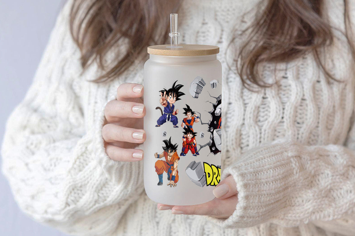 Dragon Ball Z Tumbler Glass Cup With Lid And Straw