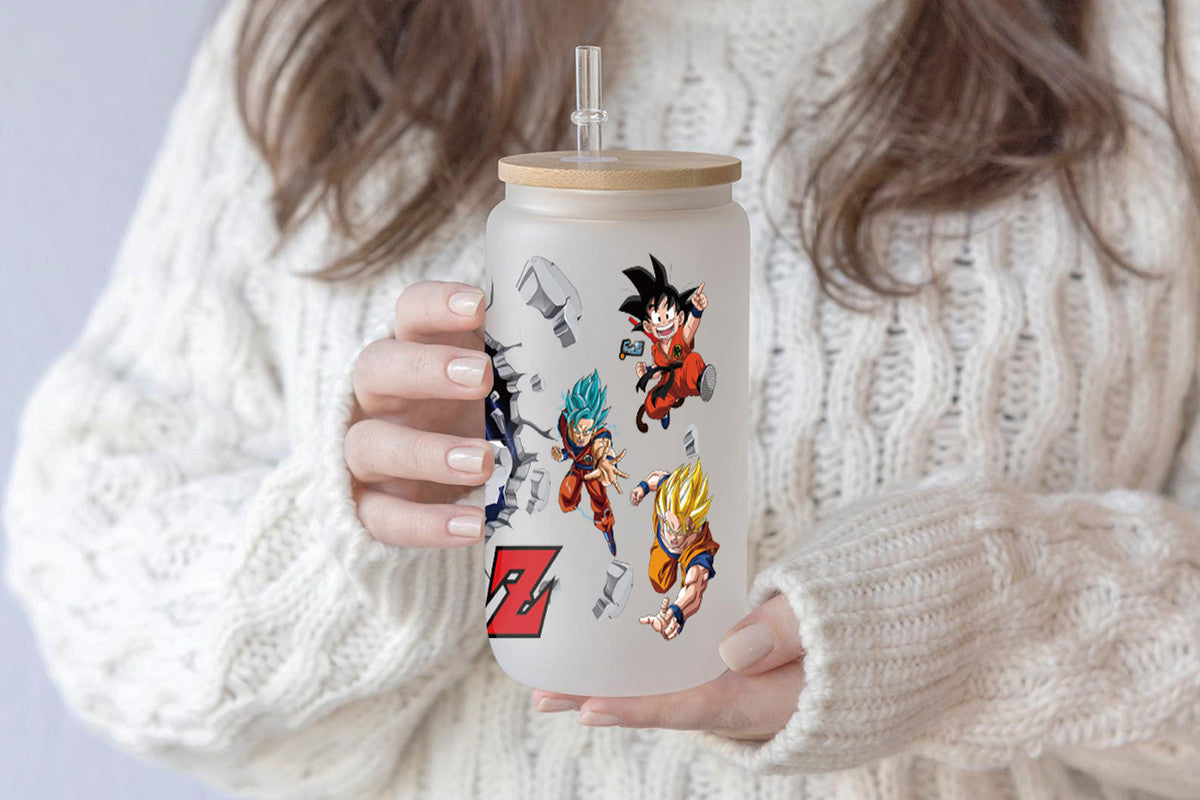 Dragon Ball Z Tumbler Glass Cup With Lid And Straw