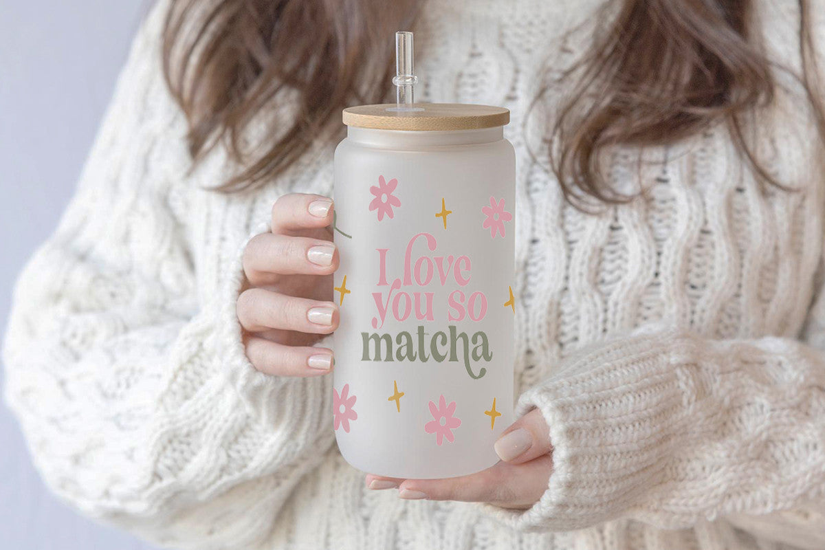 I Love Matcha 16oz Tumbler Cup With Bamboo Lid And Straw, 