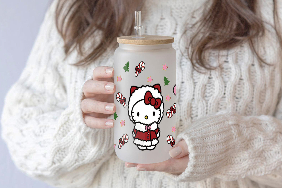 Sanrio Tumbler Glass Cup With Lid And Straw