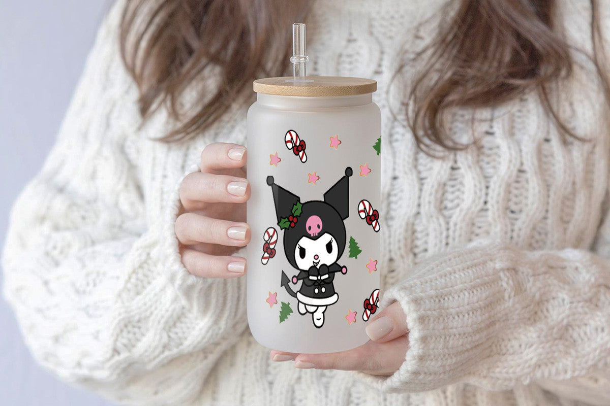 Sanrio Tumbler Glass Cup With Lid And Straw