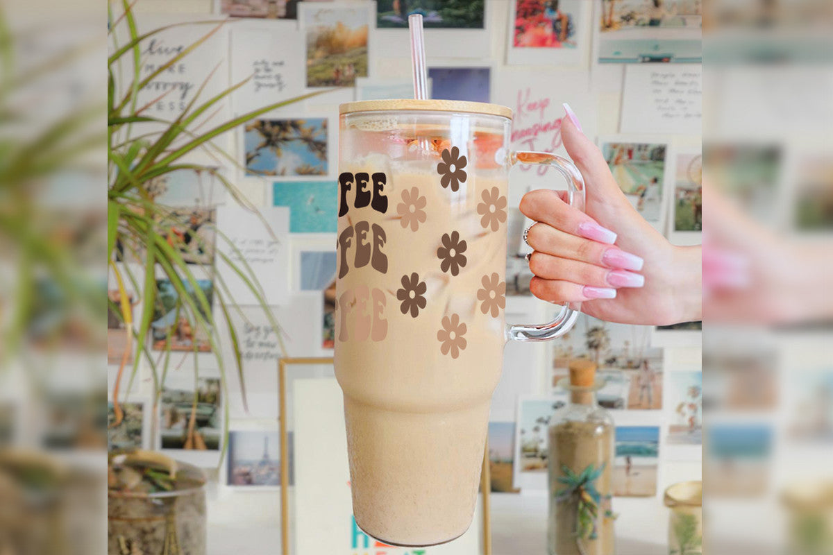 Coffee 16oz Tumbler Cup With Bamboo Lid And Straw, 