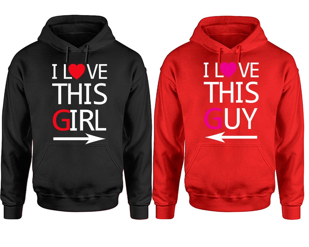 Christmas gift hoodies, I love this girl, I love this boy, Couple Hoodies, His and Her Hoodie, Matching Couple Hoodie, Sold Separately!!!