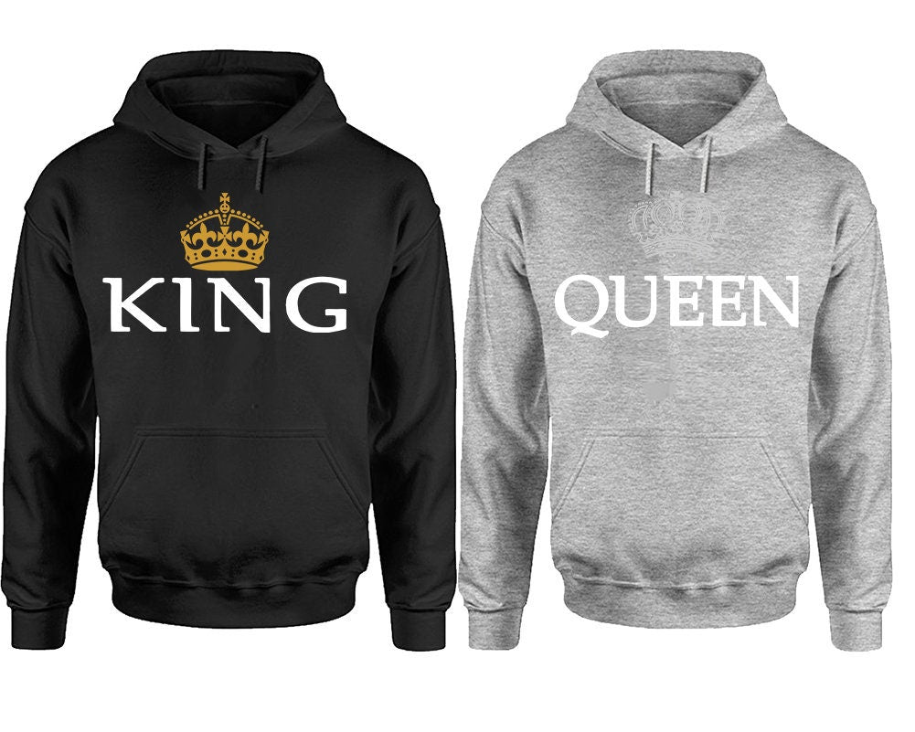 King and Queen Hoodies Christmas gift hoodies, Matching Couple Hoodies,  Crown sweatshirts, Couple sweaters Pullover Hoodies Sold Separately