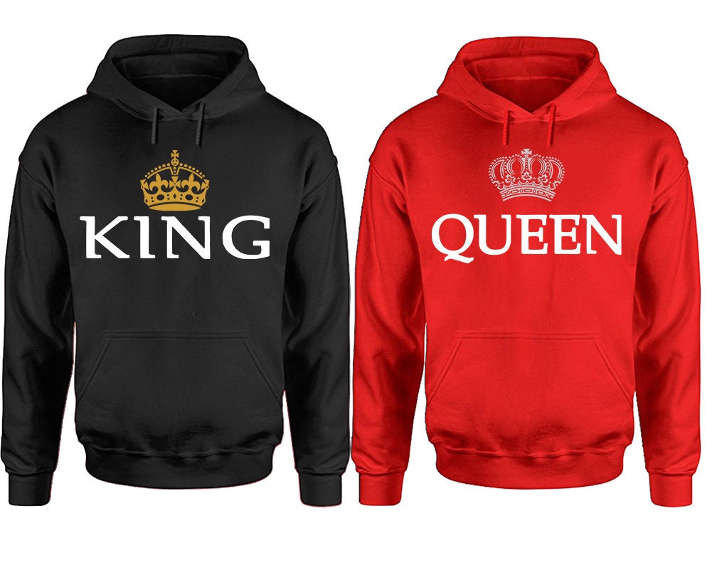 King and Queen Hoodies Christmas gift hoodies, Matching Couple Hoodies,  Crown sweatshirts, Couple sweaters Pullover Hoodies Sold Separately