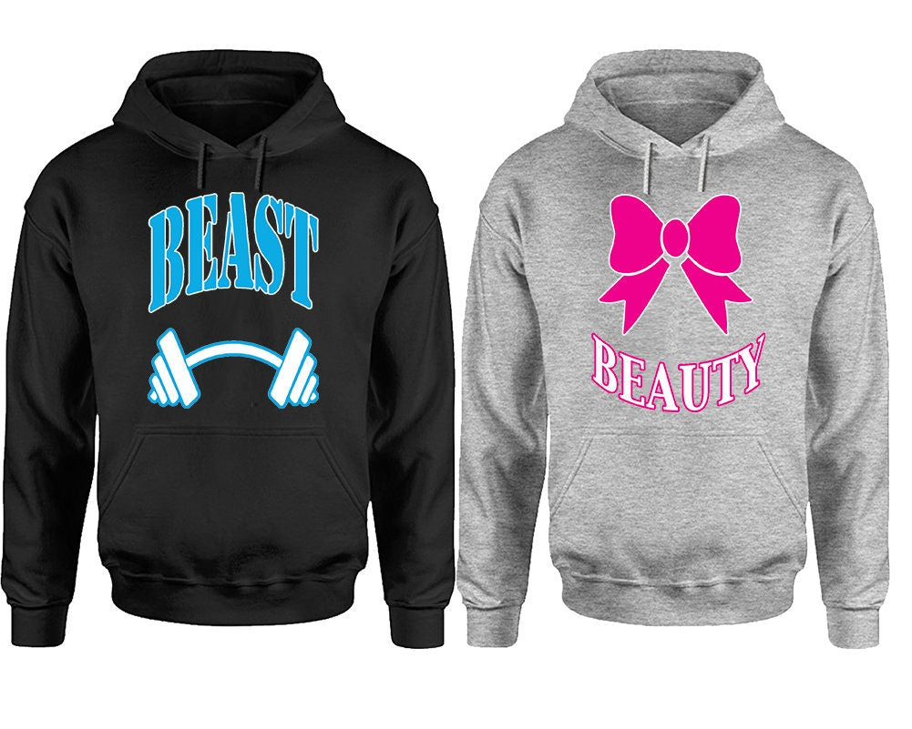 Beauty and Beast Christmas gift hoodies, Couple Hoodies, Matching Couple Hoodies,  Couple Hoodies Sold Separately