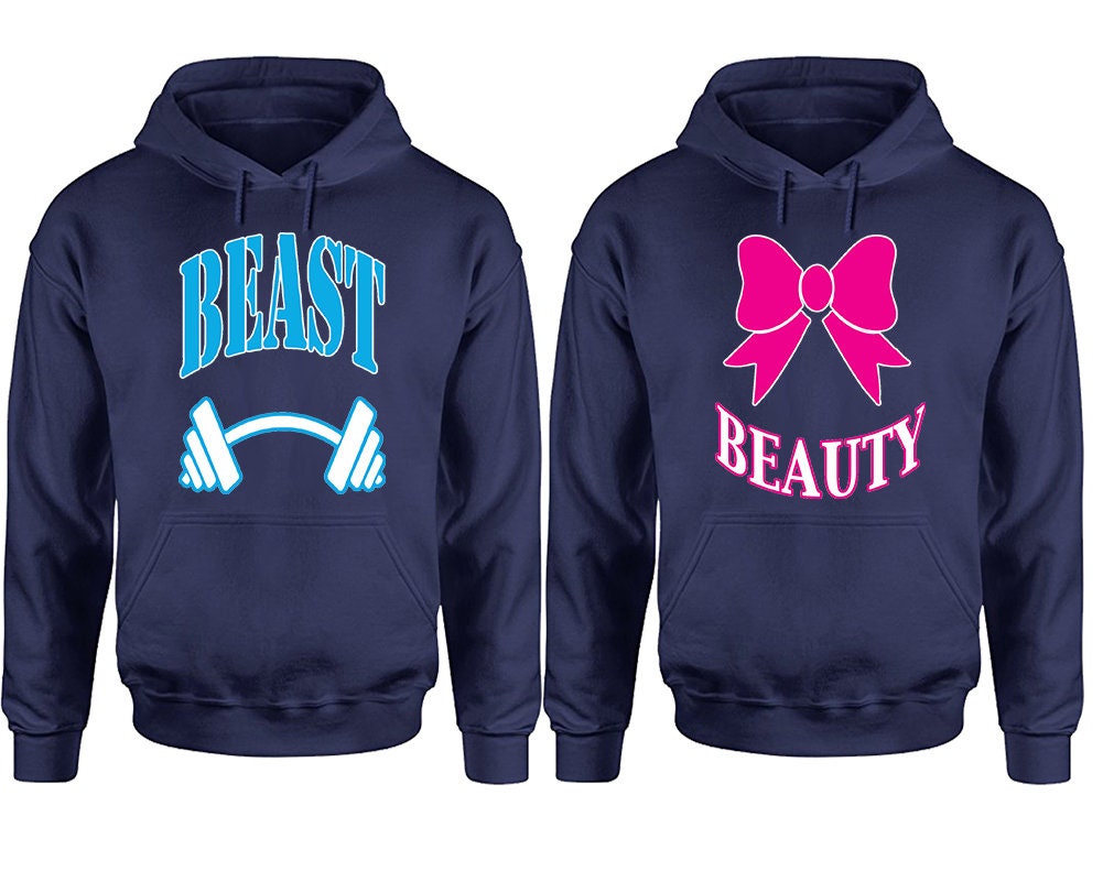 Beauty and Beast Christmas gift hoodies, Couple Hoodies, Matching Couple Hoodies,  Couple Hoodies Sold Separately