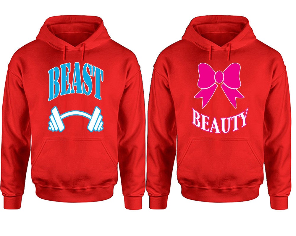 Beauty and Beast Christmas gift hoodies, Couple Hoodies, Matching Couple Hoodies,  Couple Hoodies Sold Separately