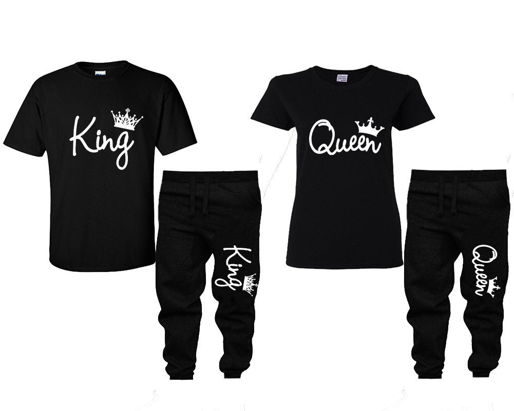 King Queen Couple Shirts, Quen King  Matching Unisex Joggers Couple 4 items sold separately
