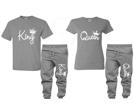 King Queen Couple Shirts, Quen King  Matching Unisex Joggers Couple 4 items sold separately