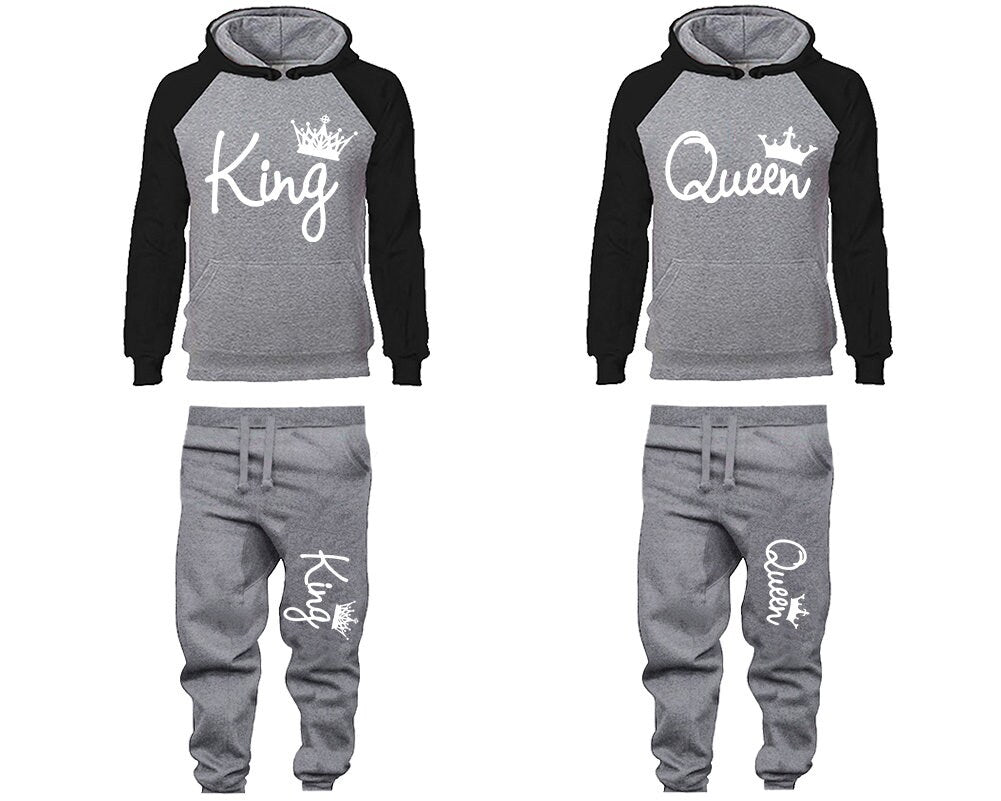 King Queen Hoodie Jogger pants Christmas sweaters Clothing, Women Joggers Men Joggers King Queen Hoodies Matching 4 items Sold Separately