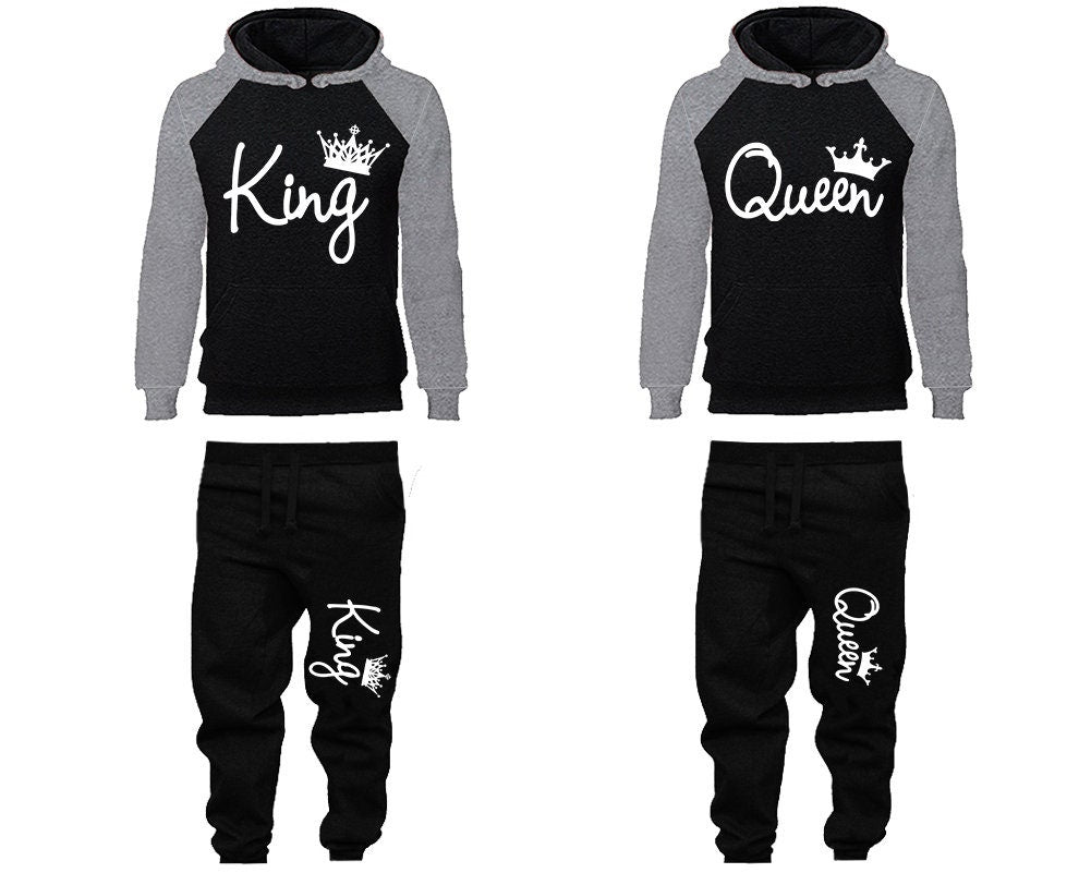 King Queen Hoodie Jogger pants Christmas Clothing, Women Joggers Men Joggers King Queen Hoodies Matching 4 items Sold Separately