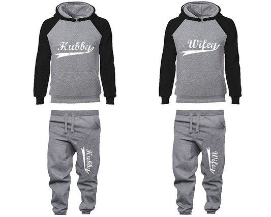 Hubby Wifey Christmas Hoodie Jogger pants Clothing, Women Joggers Men Joggers King Queen Hoodies Matching 4 items Sold Separately