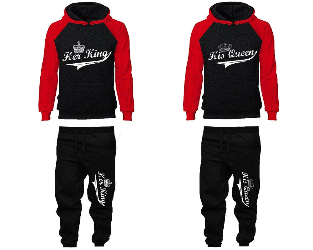 Her King His Queen Hoodie Jogger pants Christmas gift Clothing, Women Jogger Men Jogger King Queen Hoodies Matching 4 items Sold Separately