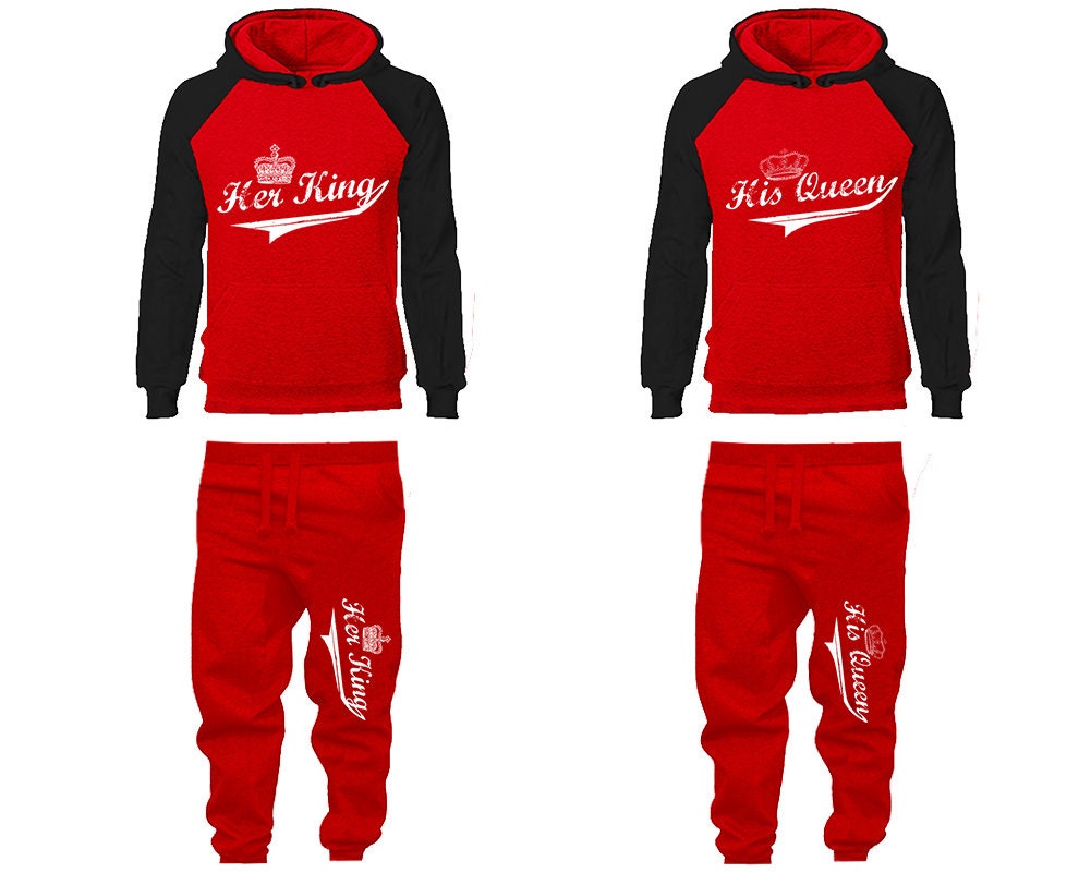 Her King His Queen Hoodie Jogger pants Christmas gift Clothing, Women Jogger Men Jogger King Queen Hoodies Matching 4 items Sold Separately