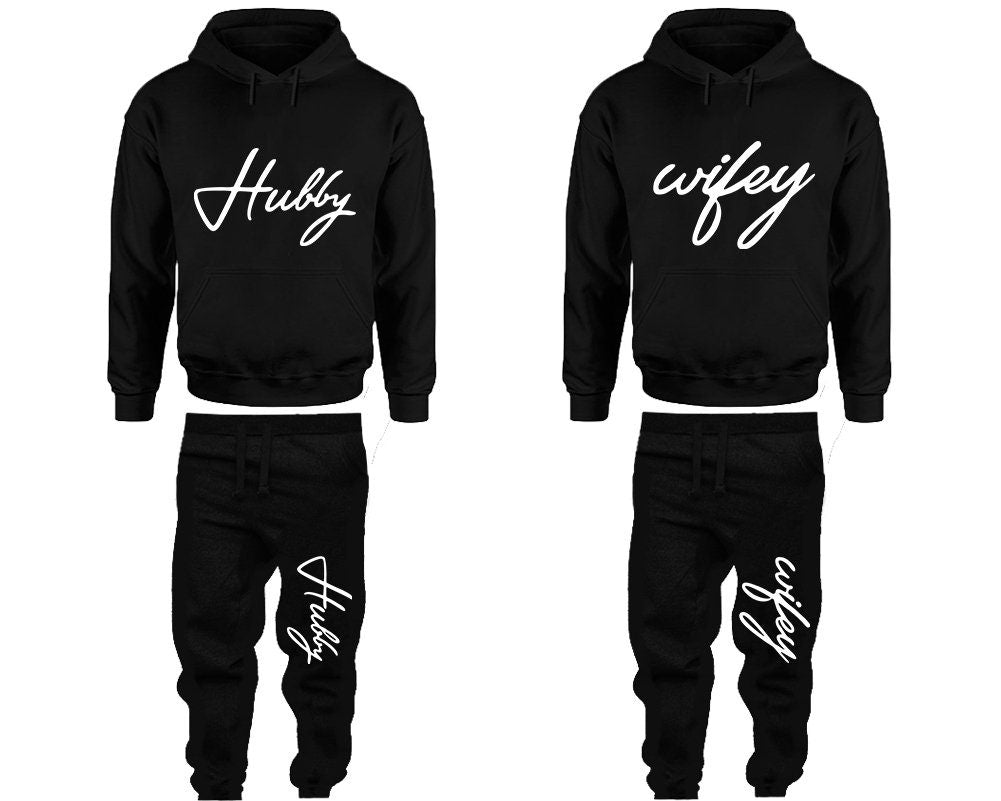 Christmas Hubby Wifey Hoodie Jogger pants Clothing, Women Joggers Men Joggers King Queen Hoodies Matching 4 items  Sold Separately