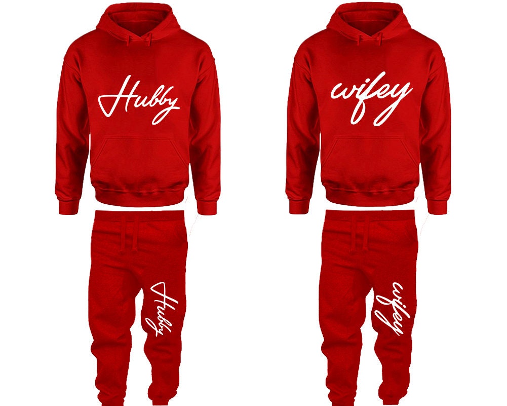 Christmas Hubby Wifey Hoodie Jogger pants Clothing, Women Joggers Men Joggers King Queen Hoodies Matching 4 items  Sold Separately