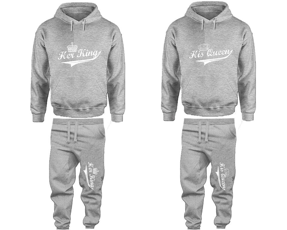 Her King His Queen Hoodie Jogger pants Christmas Clothing, Women Joggers Men Joggers King Queen Hoodies Matching 4 items  Sold Separately