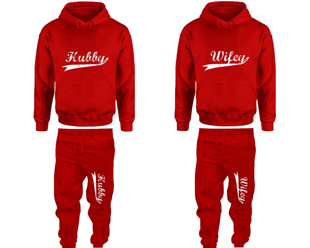 Wifey Hubby Christmas  Hoodie Jogger pants Clothing, Women Joggers Men Joggers King Queen Hoodies Matching 4 items  Sold Separately