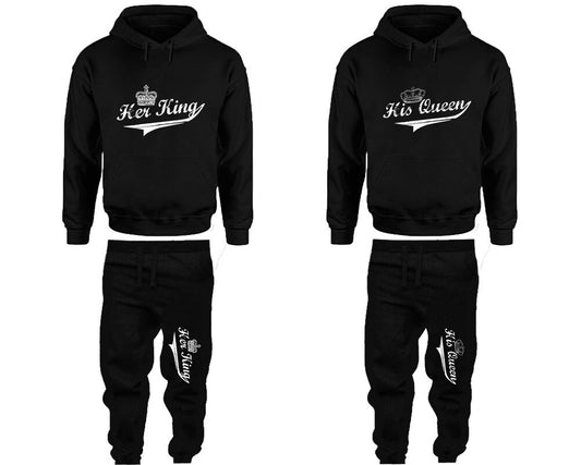 Her King His Queen Hoodie Jogger pants Christmas Clothing, Women Joggers Men Joggers King Queen Hoodies Matching 4 items  Sold Separately