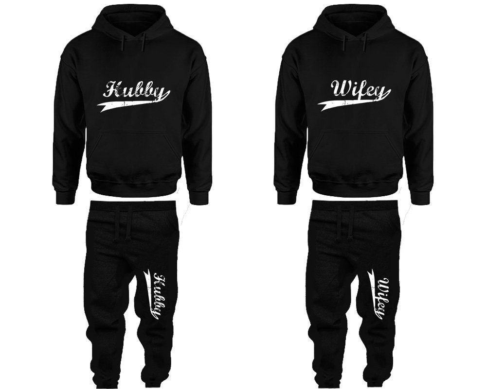 Wifey Hubby Christmas  Hoodie Jogger pants Clothing, Women Joggers Men Joggers King Queen Hoodies Matching 4 items  Sold Separately