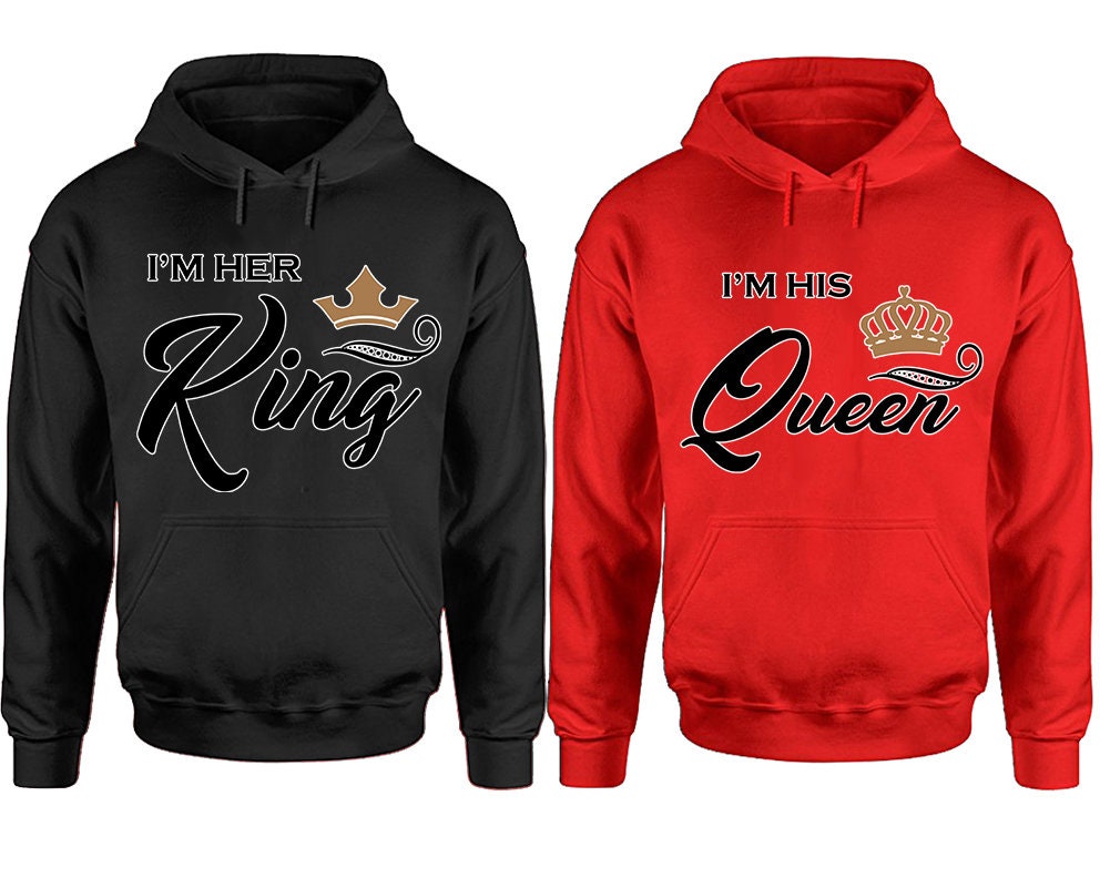 I'm her king, I'm his queen Christmas hoodies, Christmas sweaters, Matching Hoodies, Sweatshirt Pullover Hoodies SOLD Separately!!!