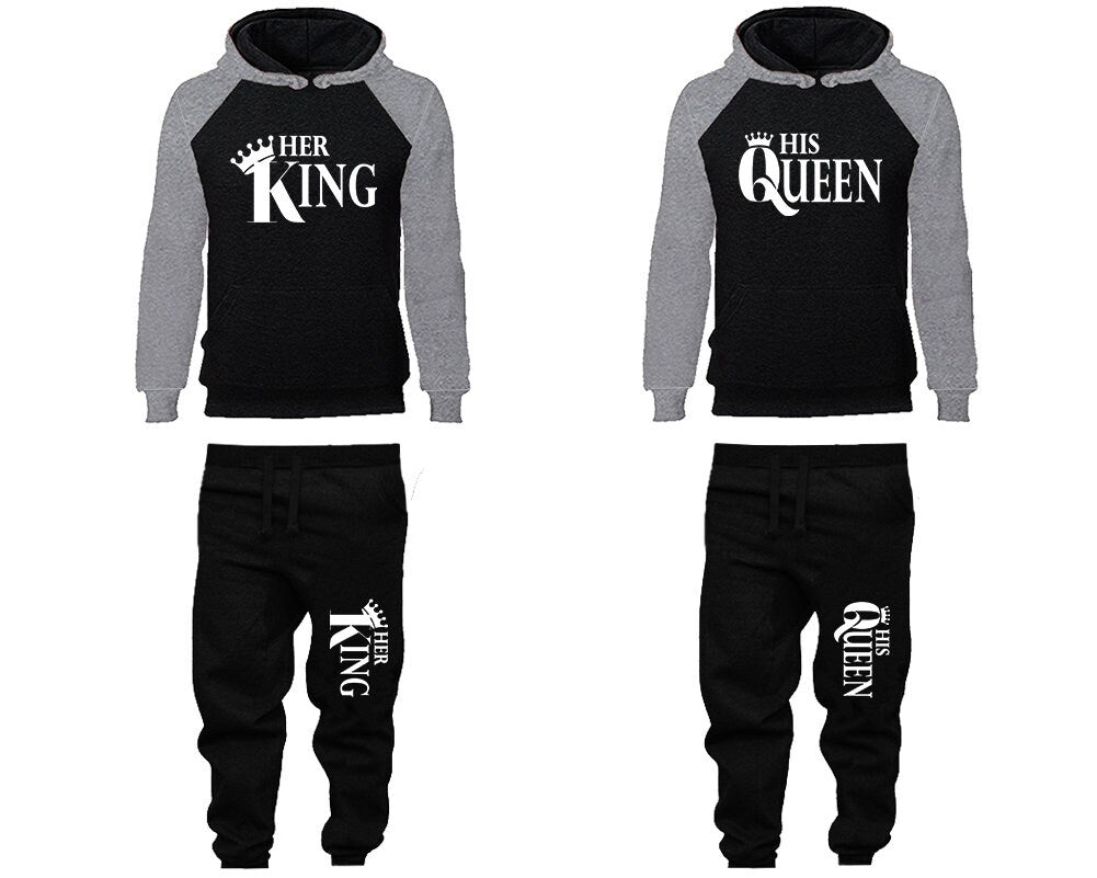 Her king His Queen Hoodie Jogger Christmas Clothing, Women Joggers Men Joggers King Queen Hoodies Matching 4 items Sold Separately