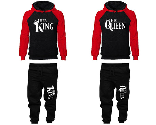 Her king His Queen Hoodie Jogger Christmas Clothing, Women Joggers Men Joggers King Queen Hoodies Matching 4 items Sold Separately