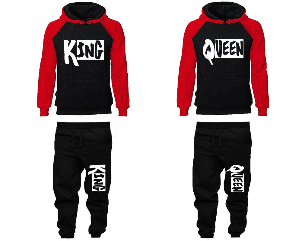 king queen Couple Hoodie Jogger pants Christmas, Clothing, Women Joggers Men Joggers Hoodies Matching 4 items Sold Separately