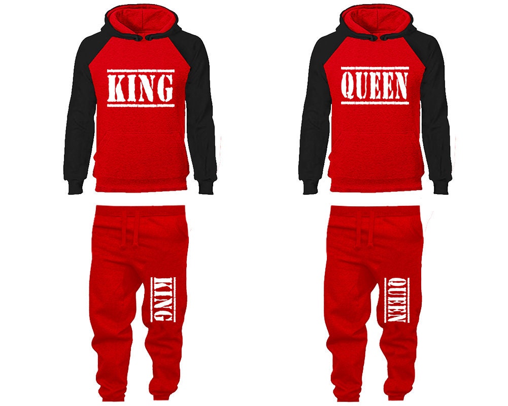 Holiday Gift king queen Couple Hoodie Jogger pants Christmas, Clothing, Women Joggers Men Joggers Hoodies Matching 4 items Sold Separately