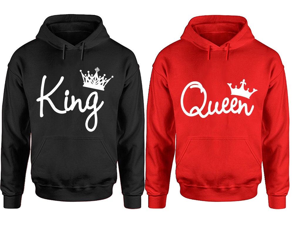 King Queen Couple Hoodies, Christmas hoodies, Married couple outfits, Matching Hoodies, Sweatshirt Pullover Hoodies SOLD Separately!!!