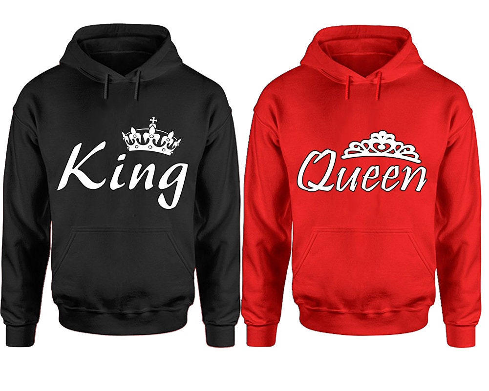 King Queen Couple Hoodies, Christmas hoodies, Christmas sweaters, Matching Hoodies, Sweatshirt Pullover Hoodies SOLD Separately!!!