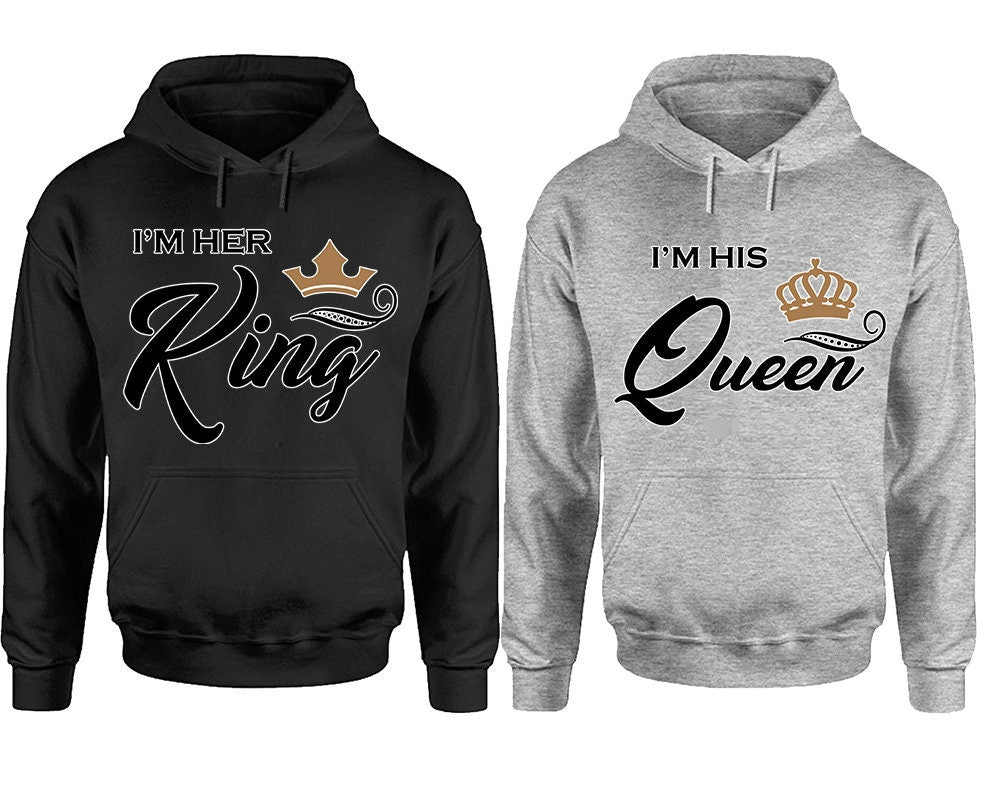 I'm her king, I'm his queen Christmas hoodies, Christmas sweaters, Matching Hoodies, Sweatshirt Pullover Hoodies SOLD Separately!!!