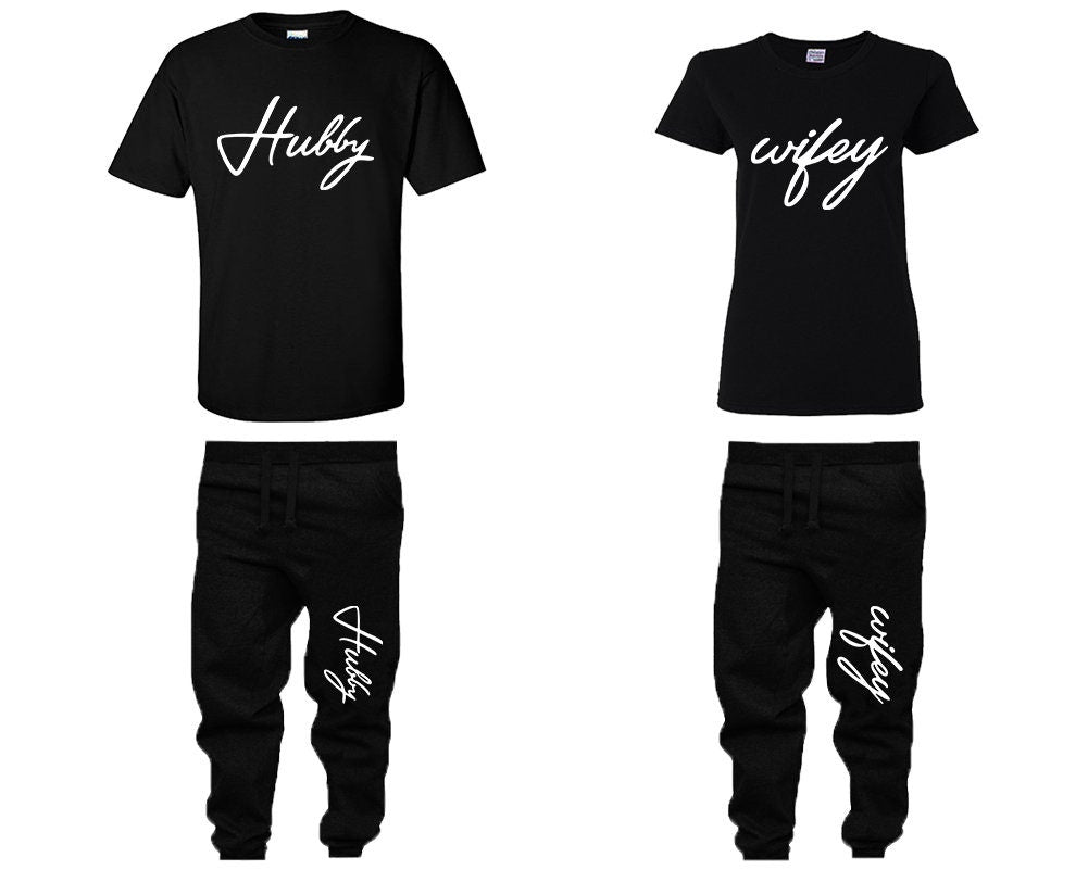 Christmas gift hubby wifey  Couple Shirts, Jogger pants   Matching Unisex Joggers Couple 4 items sold separately