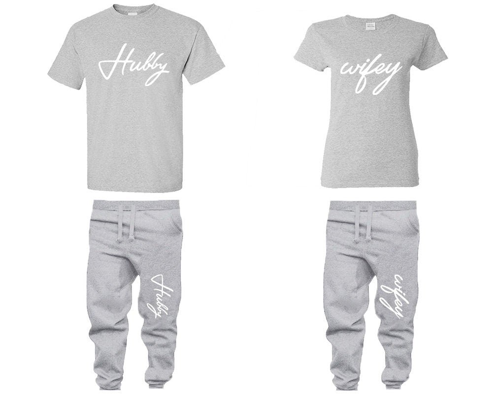 Christmas gift hubby wifey  Couple Shirts, Jogger pants   Matching Unisex Joggers Couple 4 items sold separately