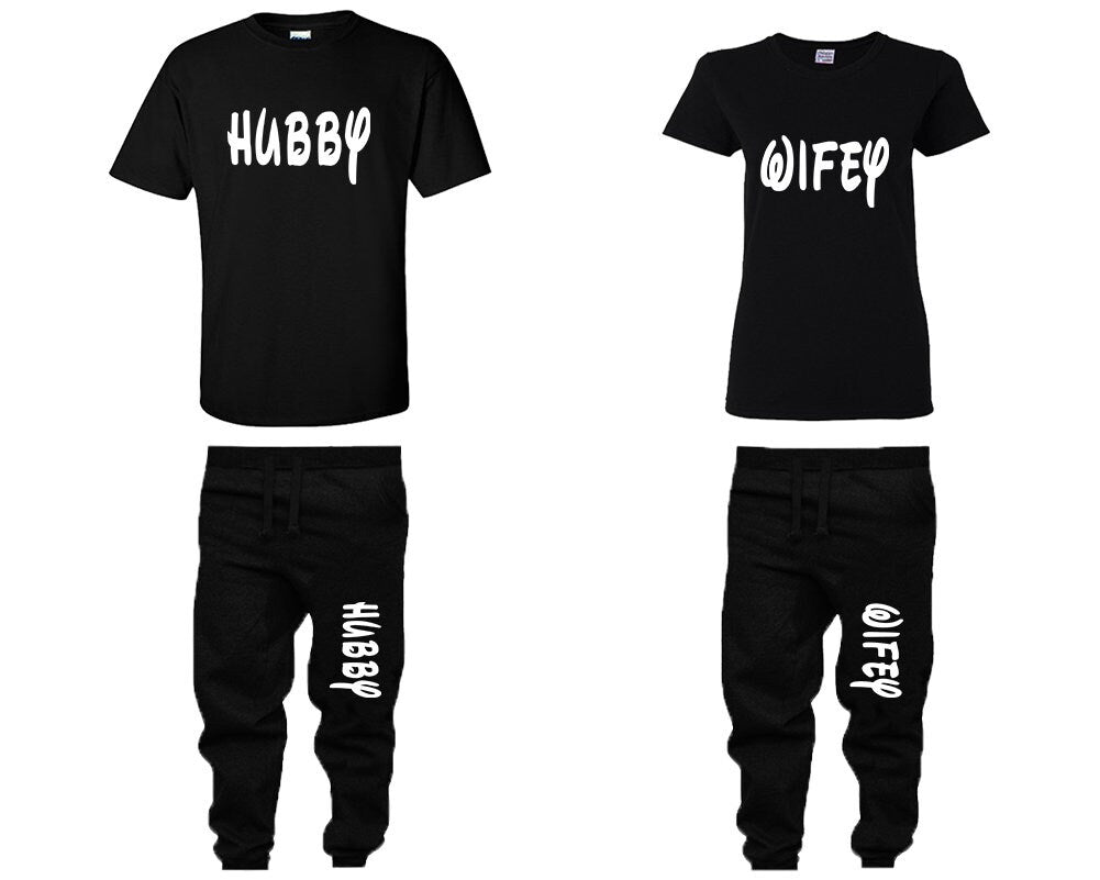 Couple tracksuit matching outfits, married outfits, t shirts jogger pants  4 items sold separately