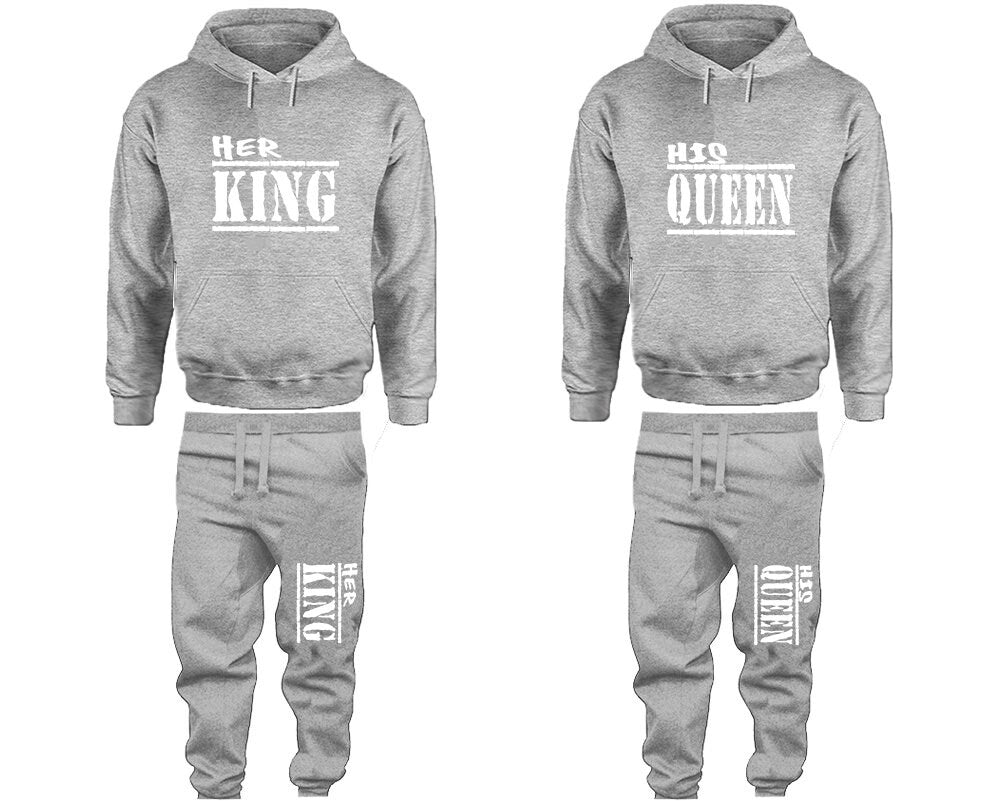 Her King His Queen Pants hoodie matching Christmas Clothing, Women Joggers Men Joggers King Queen Hoodies Matching 4 items Sold Separately