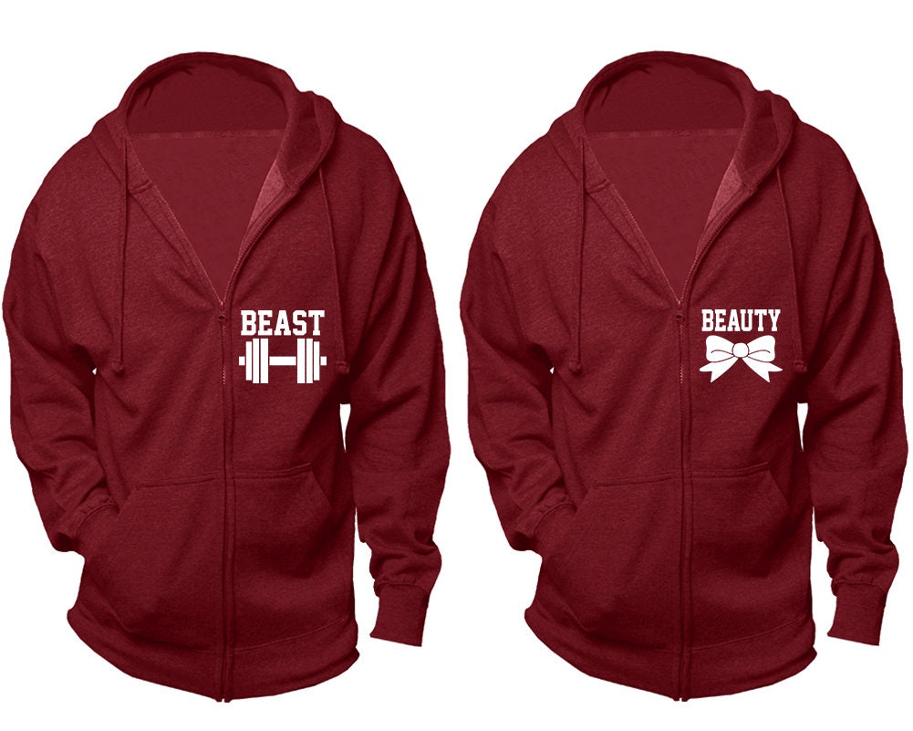 Beauty Beast Zip up hoodies, Couple hoodies, Couple jackets, christmas jackets sold separately