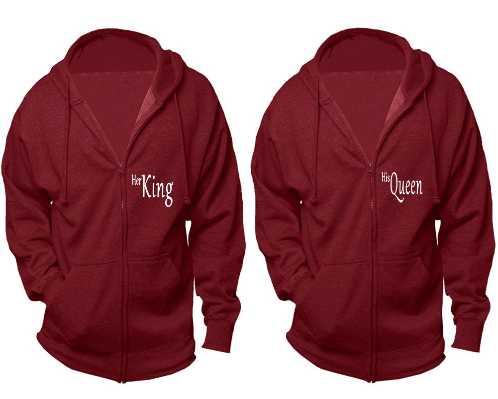 Zip up hoodies for couples His queen Her king, Couple hoodies, Couple jackets, christmas jackets sold separately