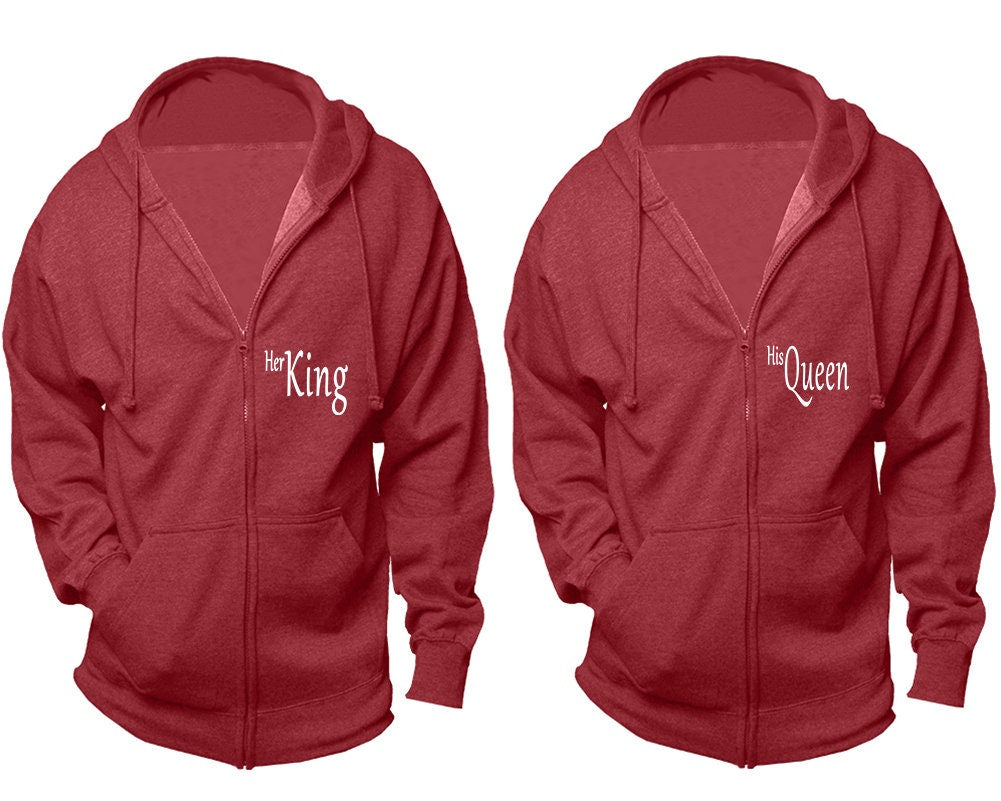 Zip up hoodies for couples His queen Her king, Couple hoodies, Couple jackets, christmas jackets sold separately