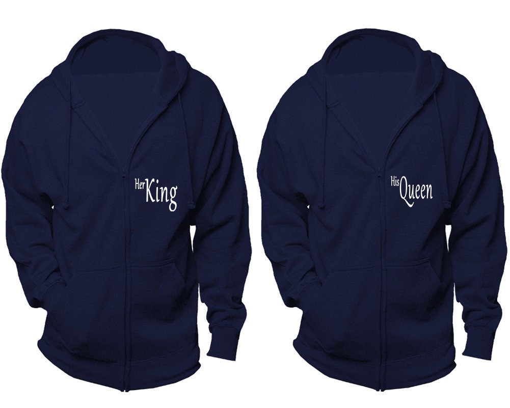 Zip up hoodies for couples His queen Her king, Couple hoodies, Couple jackets, christmas jackets sold separately